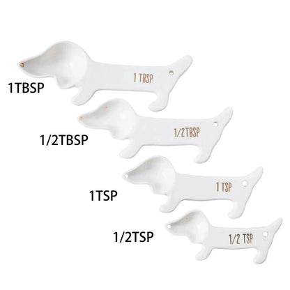 Dachshund Measuring Spoons 4-Piece Set / White The Doxie World