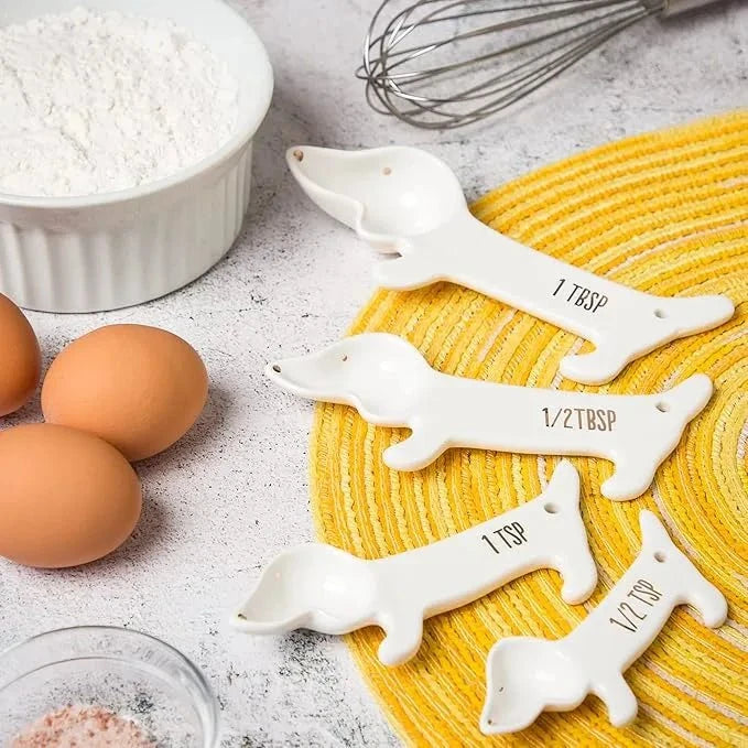 Dachshund Measuring Spoons 4-Piece Set / White The Doxie World