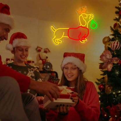 Dachshund Reindeer Neon Light 1 The Doxie World