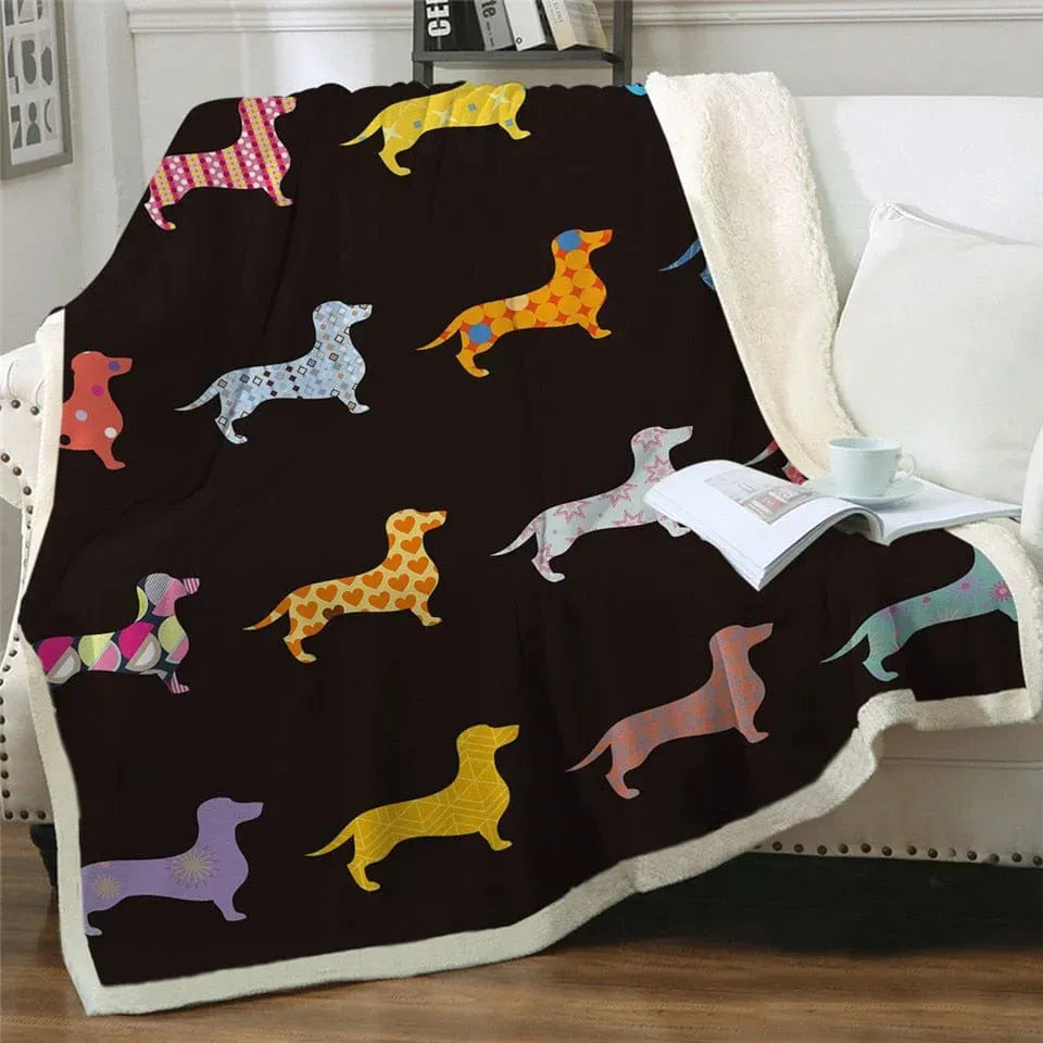 Dachshund Throw Blanket Black / 51"x 59" (130cmx150cm) The Doxie World