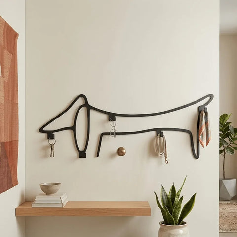 Dachshund Wall Rack with Hooks Black The Doxie World