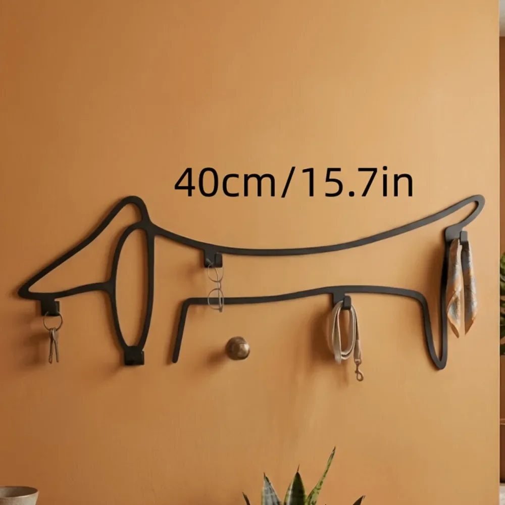 Dachshund Wall Rack with Hooks Black The Doxie World