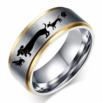 Dachshunds Stainless Steel Ring Silver gold / 7 The Doxie World