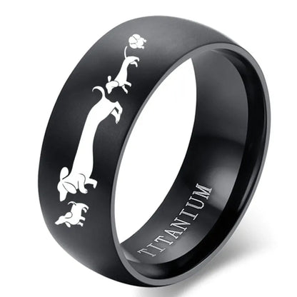 Dachshunds Stainless Steel Ring Wide black / 6 The Doxie World