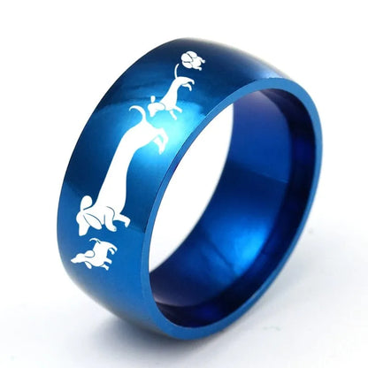 Dachshunds Stainless Steel Ring Blue / 6 The Doxie World