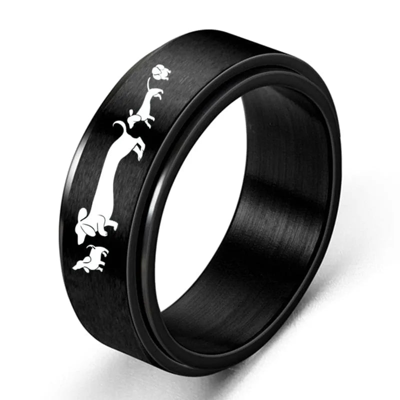 Dachshunds Stainless Steel Ring 6 / M006JRV3052BK The Doxie World