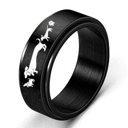 Dachshunds Stainless Steel Ring 6 / M006JRV3052BK The Doxie World