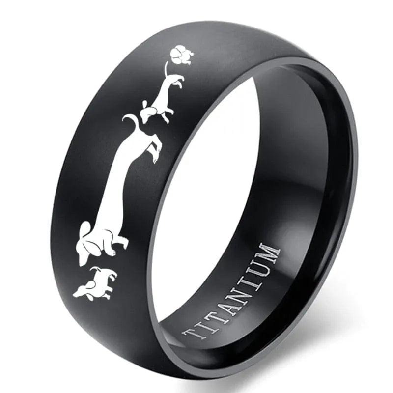 Dachshunds Stainless Steel Ring 6 / M006JR2074BK The Doxie World