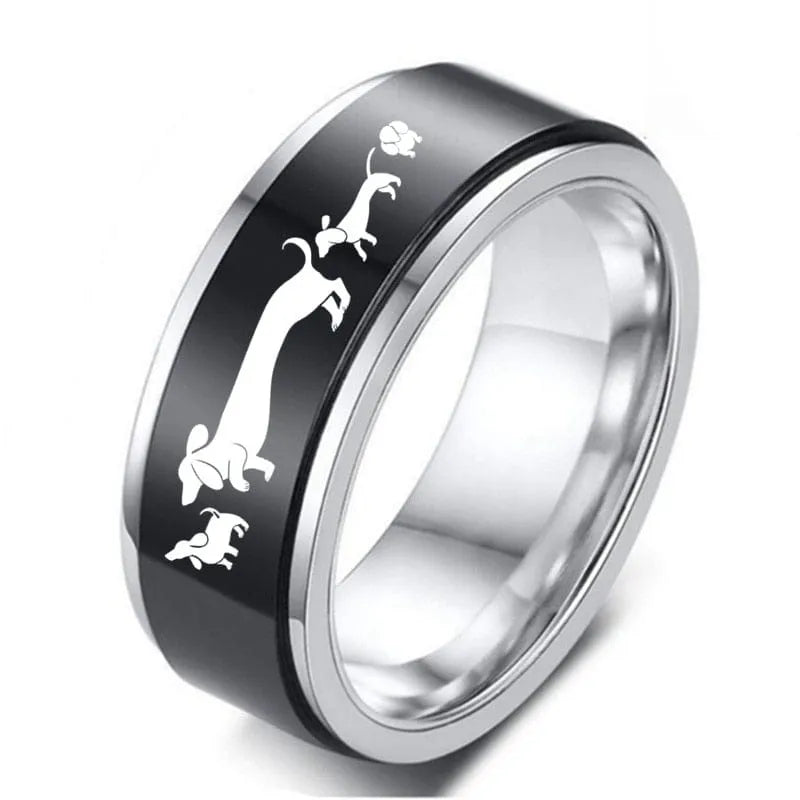 Dachshunds Stainless Steel Ring 6 / M006JRV3052S-BK The Doxie World