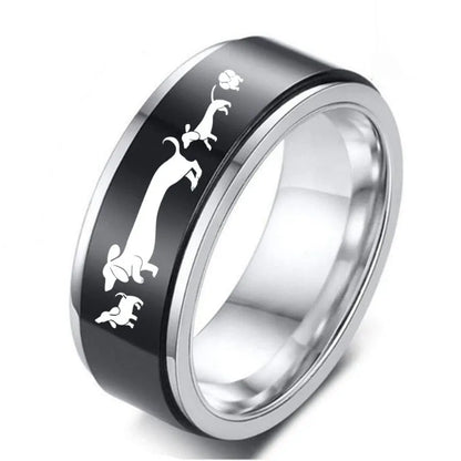 Dachshunds Stainless Steel Ring 6 / M006JRV3052S-BK The Doxie World