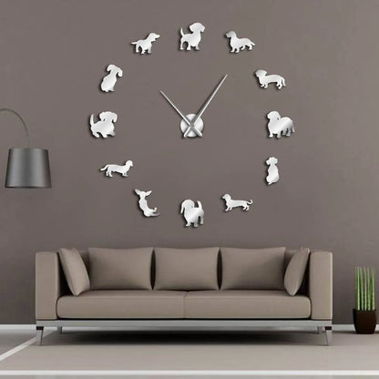DIY Dachshund Wall Clock Silver The Doxie World