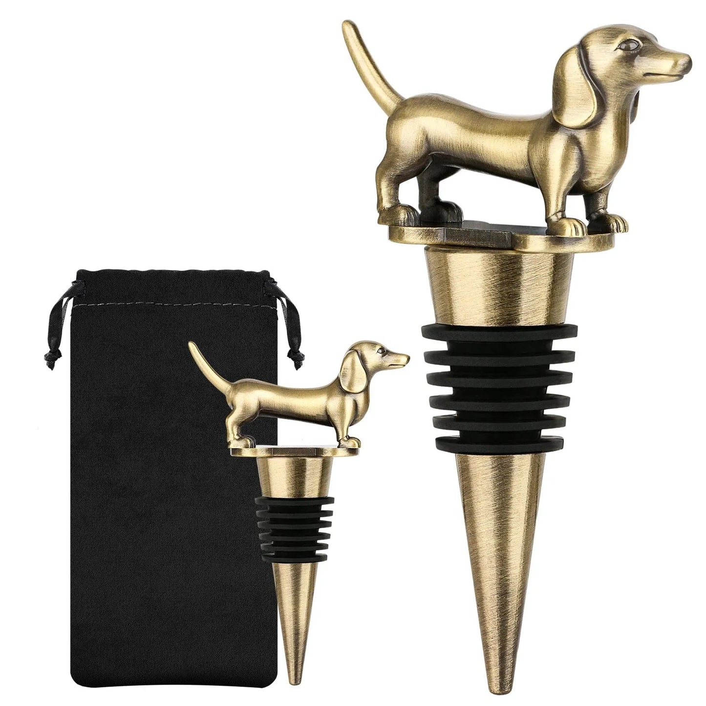 Exclusive Dachshund Bottle Stopper Bronze with Bag The Doxie World