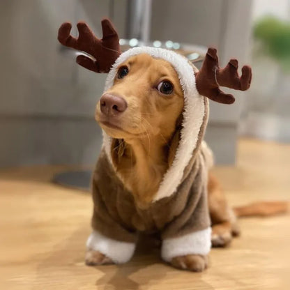 Fleece Reindeer Dachshund  Onesie The Doxie World