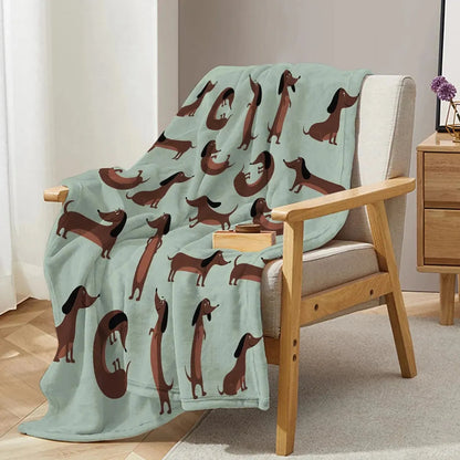 Green Dachshund Throw Blanket Light Green / 130x150cm/50"x60" The Doxie World