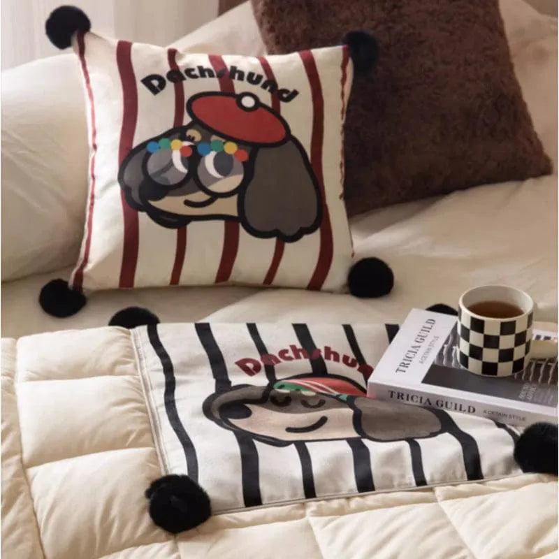 Happy Dachshund Pillow Blanket The Doxie World