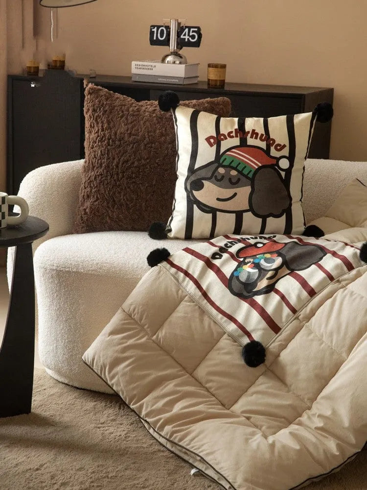 Happy Dachshund Pillow Blanket The Doxie World