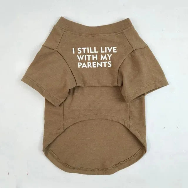 ''I Still live With My Parents'' Dog T-Shirt Khaki / S The Doxie World