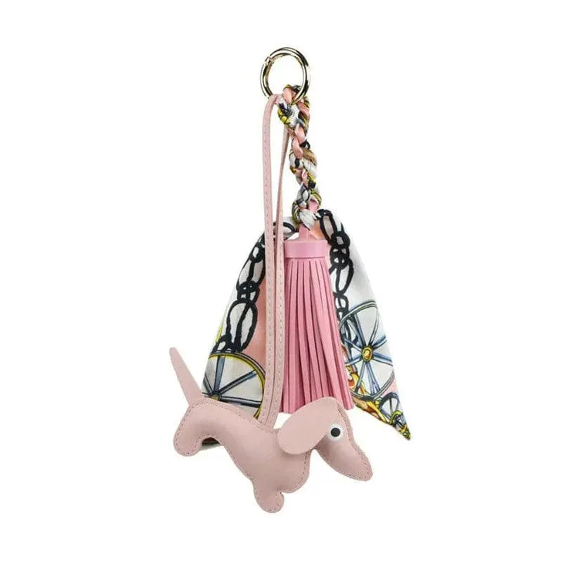 Lucky Dachshund Keychain Light Pink The Doxie World