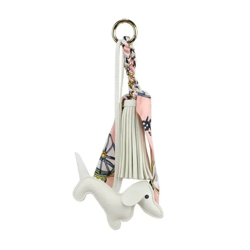 Lucky Dachshund Keychain White The Doxie World