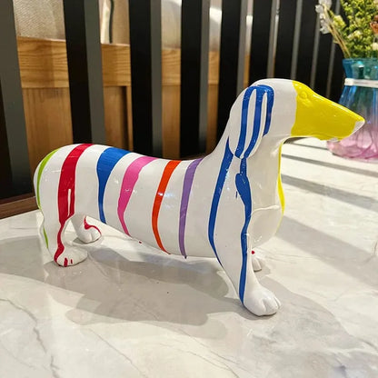 Multicolor Striped Dachshund Figurine The Doxie World