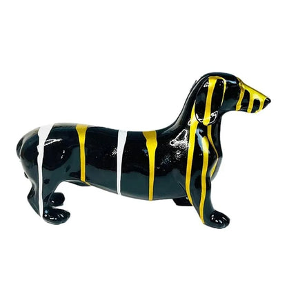 Multicolor Striped Dachshund Figurine Black Gold / 25x14.5x8cm/10"x5.7"x3" The Doxie World
