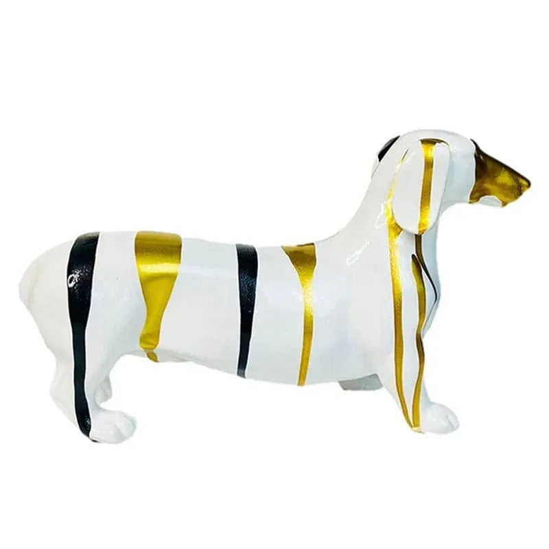Multicolor Striped Dachshund Figurine White Gold / 25x14.5x8cm/10"x5.7"x3" The Doxie World