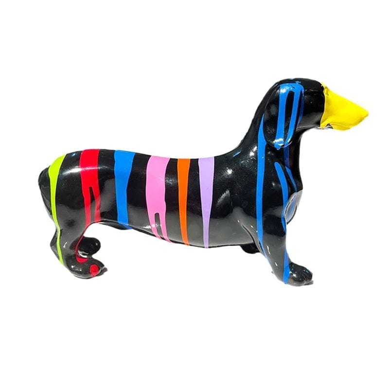 Multicolor Striped Dachshund Figurine Black Rainbow / 25x14.5x8cm/10"x5.7"x3" The Doxie World