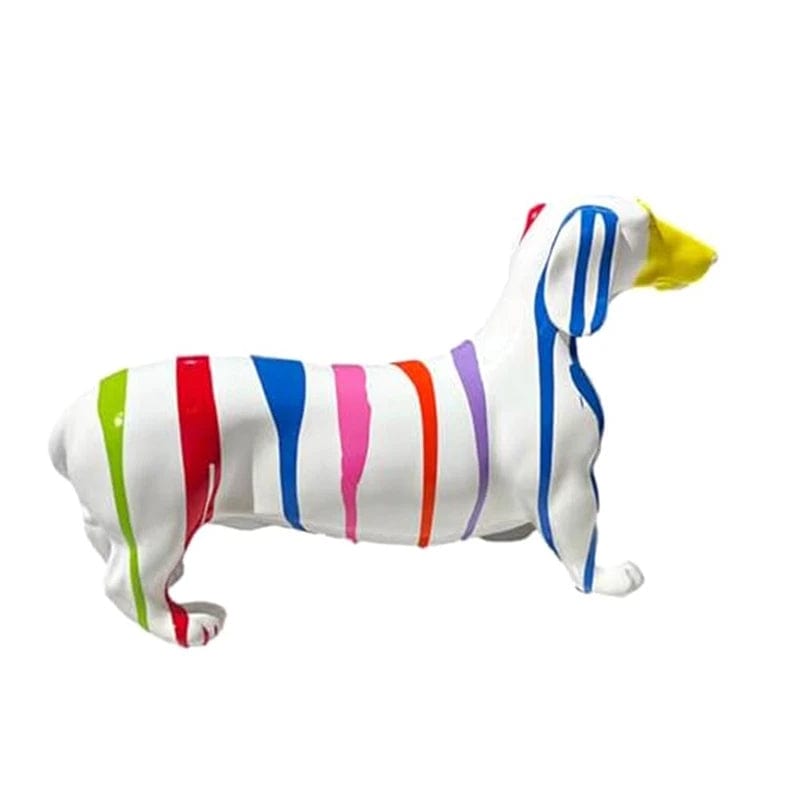 Multicolor Striped Dachshund Figurine White Rainbow / 25x14.5x8cm/10"x5.7"x3" The Doxie World
