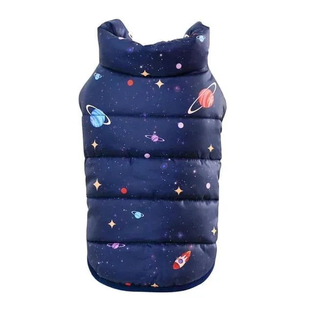 Planet Print Puffer Dachshund Jacket The Doxie World