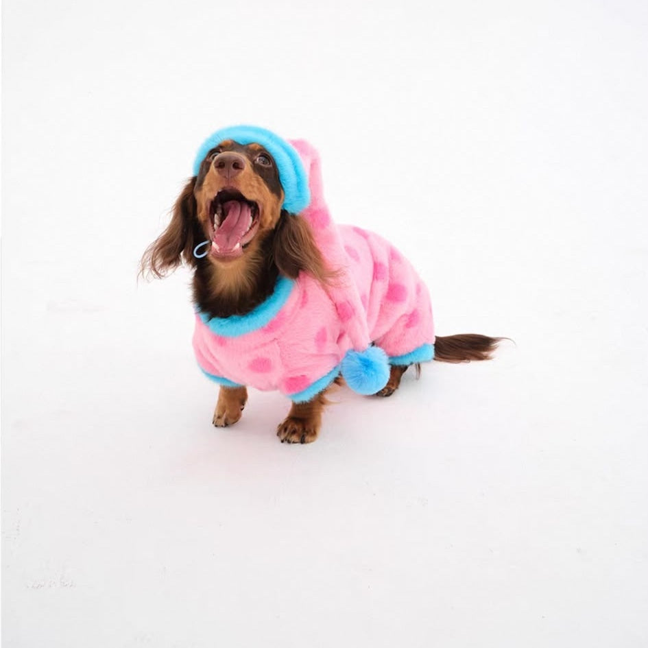Plush Dachshund Onesie with Hood Pink / S The Doxie World