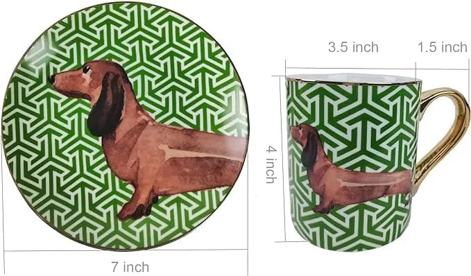 Porcelain Dachshund Cup and Plate The Doxie World