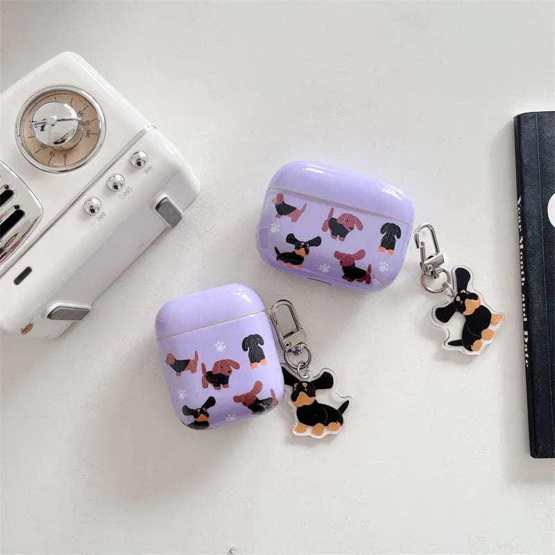 Purple Sausage Dog Bluetooth Wireless Earphone Case The Doxie World