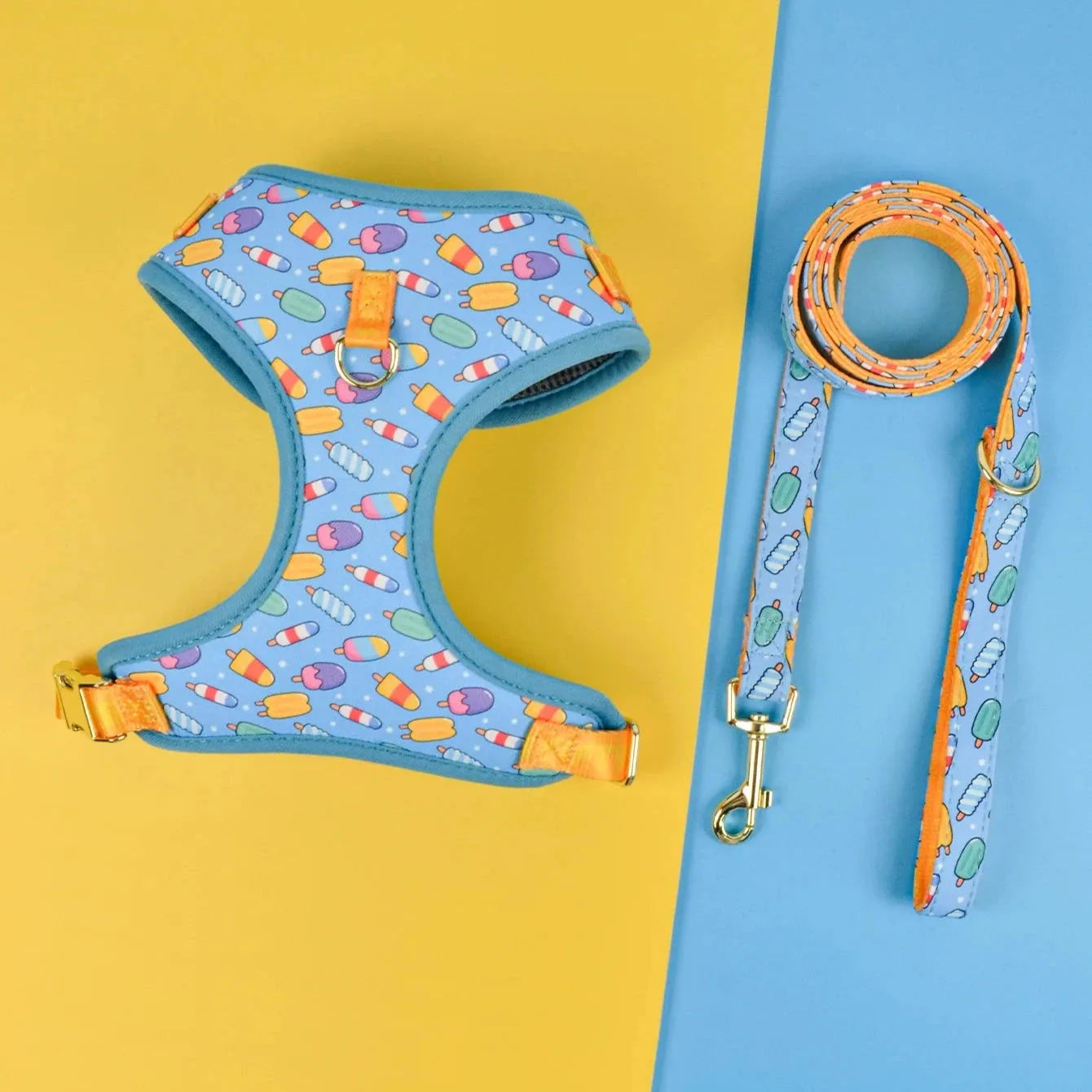 Purple Hearts Dachshund Harness & Leash Ice cream / S The Doxie World
