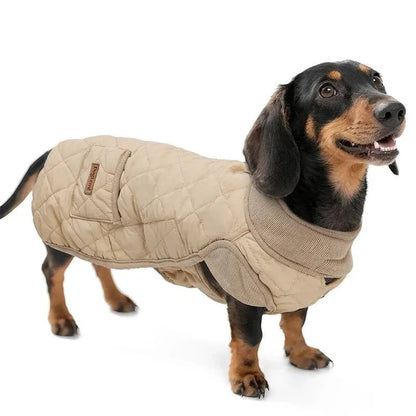 Quilted Wiener Dog Coat Beige / S The Doxie World