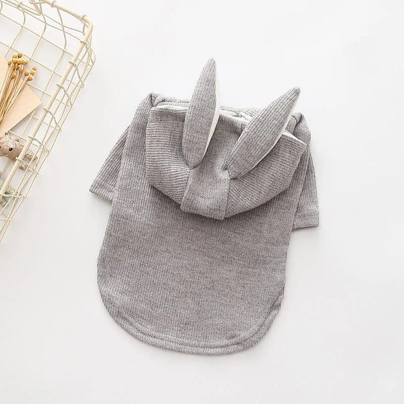 Rabbit Ears Hooded Dog Sweater Grey / XS The Doxie World