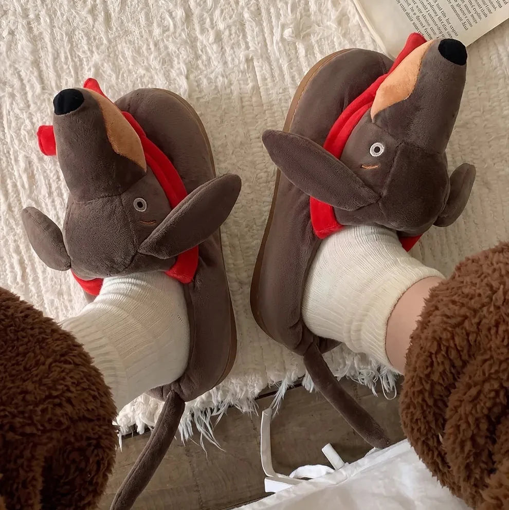 Red Scarf Dachshund Slippers The Doxie World