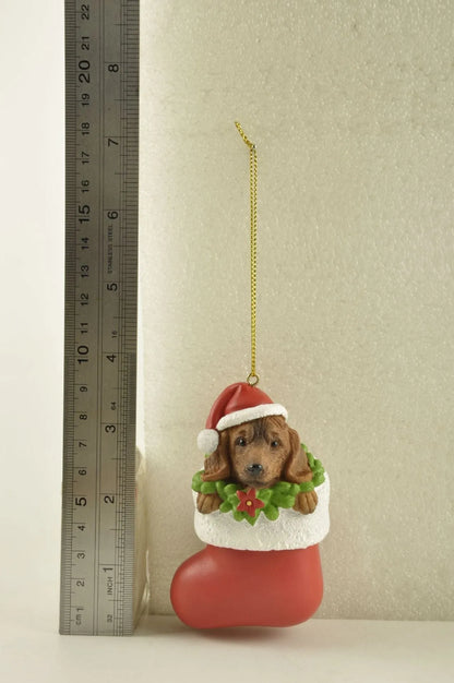 Resin Dachshund In Christmas Stockings Pendant The Dachshund The Doxie World