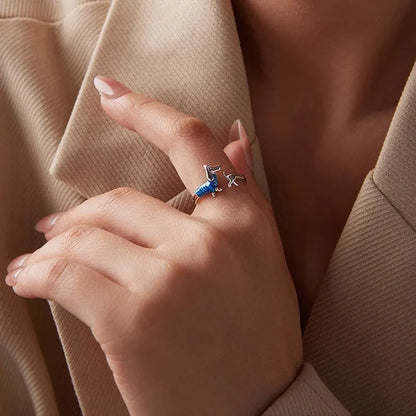 S925 Sterling Silver Christmas Sausage Dog Ring null