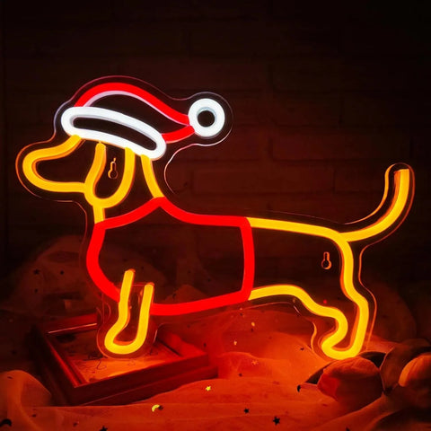Santa Dachshund Neon Sign Orange Dachshund Santa The Doxie World
