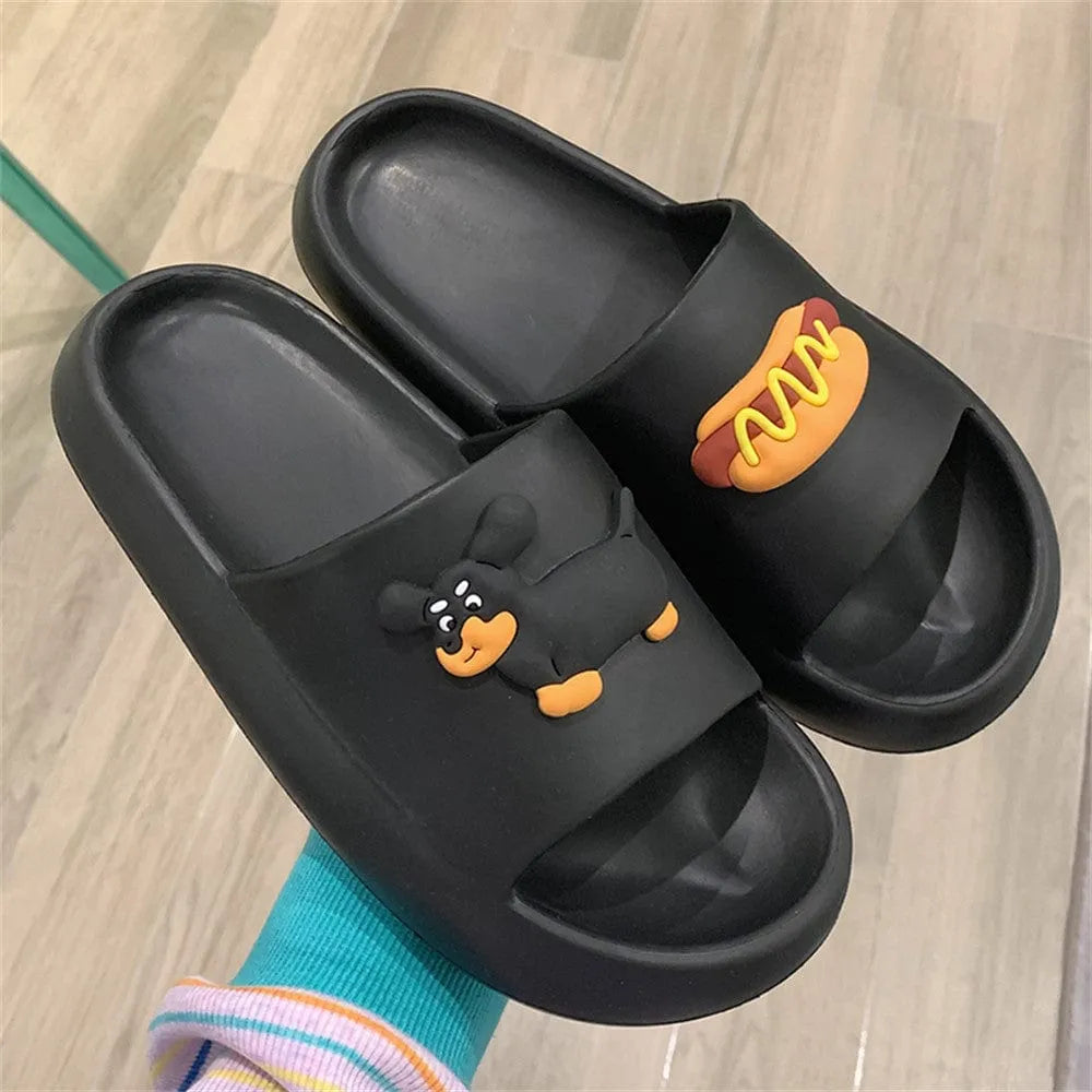 Sausage Dog Dachshund Slippers 36-37/6-6.5 / Black The Doxie World