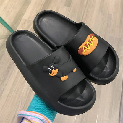 Sausage Dog Dachshund Slippers 36-37/6-6.5 / Black The Doxie World