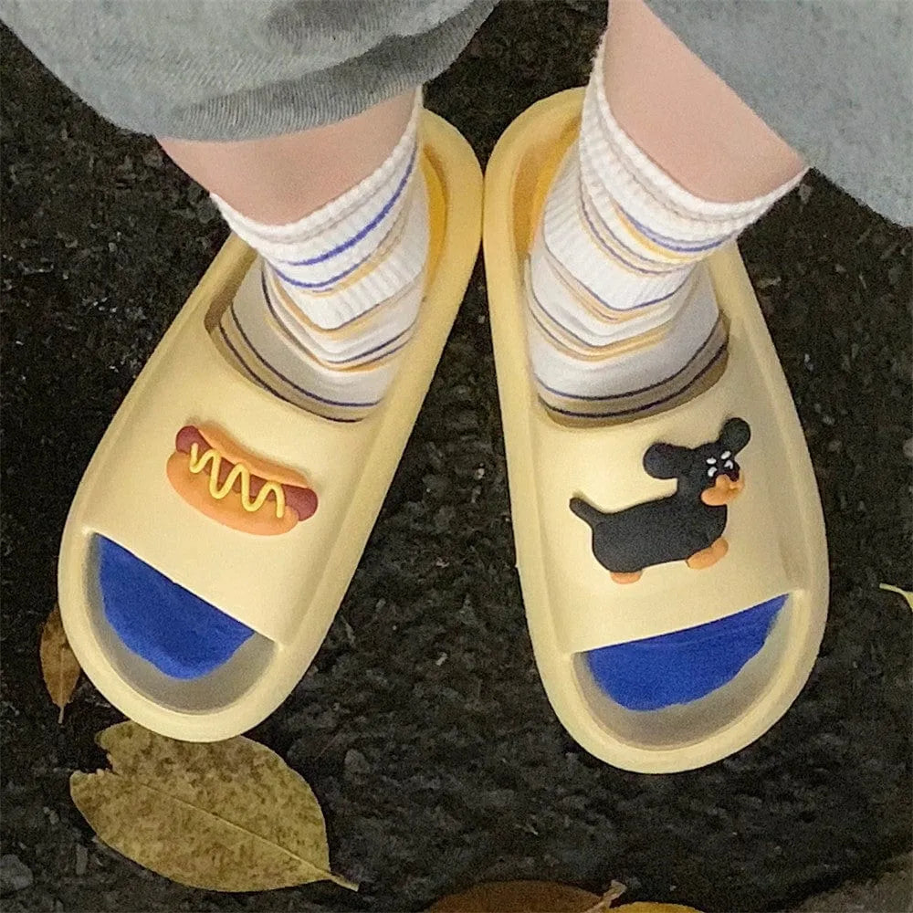 Sausage Dog Dachshund Slippers 36-37/6-6.5 / Milk Yellow The Doxie World