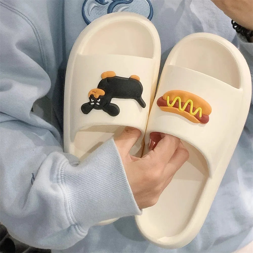 Sausage Dog Dachshund Slippers 36-37/6-6.5 / Cream White The Doxie World