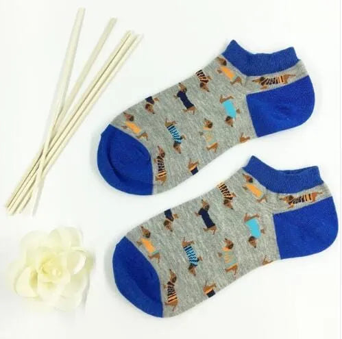 Sausage Dog Socks Short blue The Doxie World