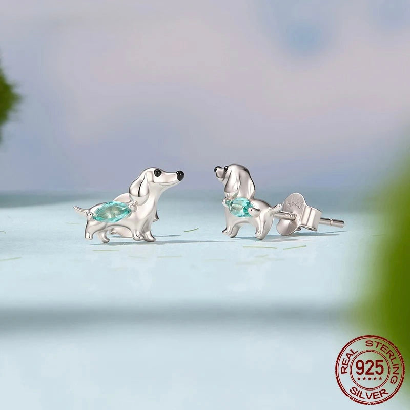 Silver Doxie Ring and Earrings Earrings The Doxie World