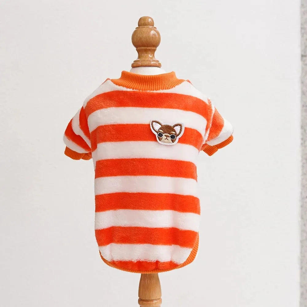 Striped Dachshund Sweater Orange/White / XS The Doxie World