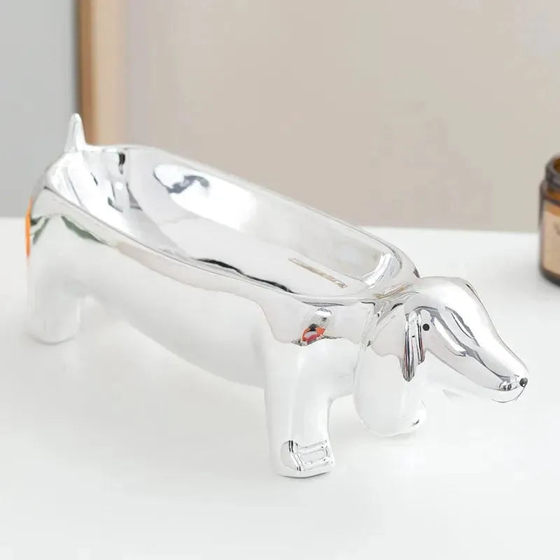 White Ceramic Dachshund Dish B3 The Doxie World