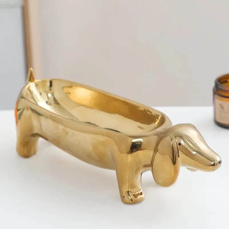 White Ceramic Dachshund Dish B2 The Doxie World