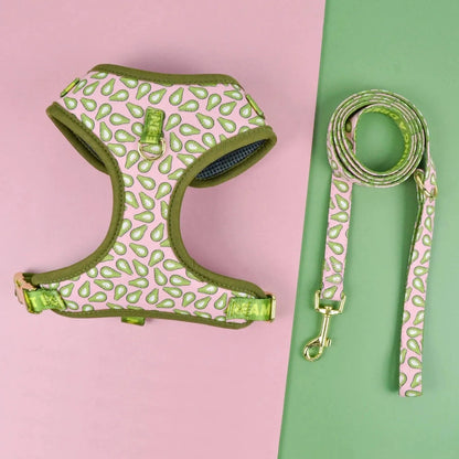 White Hearts Dachshund Harness Set Avocado / S The Doxie World