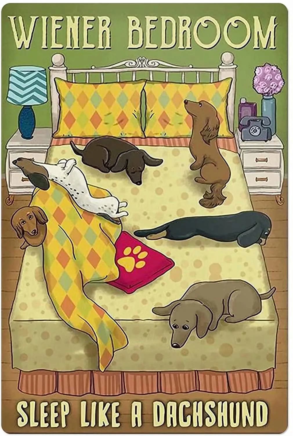 Wiener Bedroom Metal Wall Sign 20x30cm/7.87"x11.8" The Doxie World